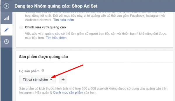Tùy chỉnh nhóm sản phẩm quảng cáo