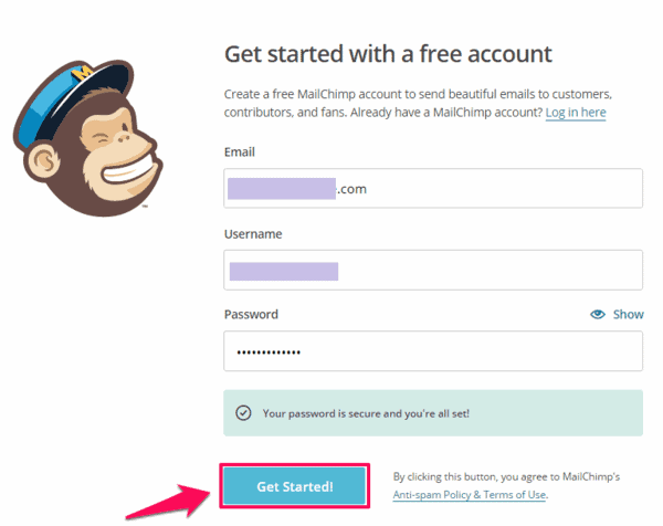 Đăng ký tài khoản Mailchimp