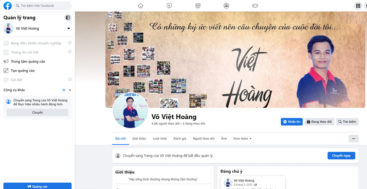 Fanpage cá nhân Võ Việt Hoàng