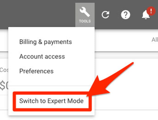 Chọn Chuyển sang Chế độ Chuyên gia (Switch to Expert Mode)