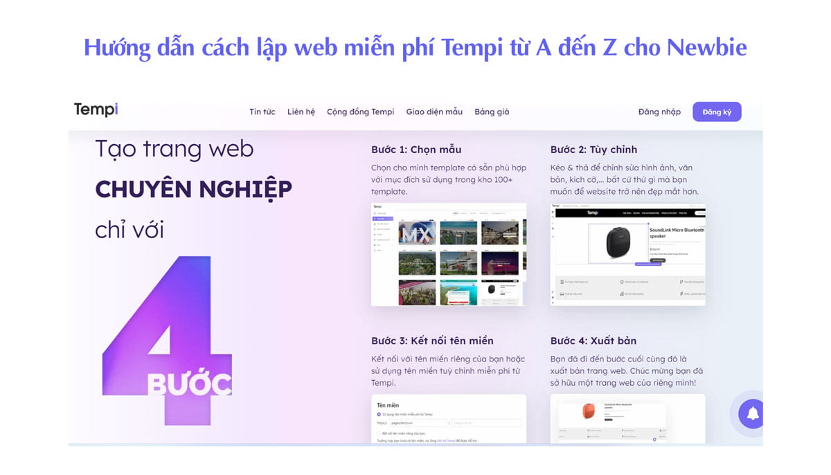 Tạo trang web miễn phí dễ dàng với Tempi