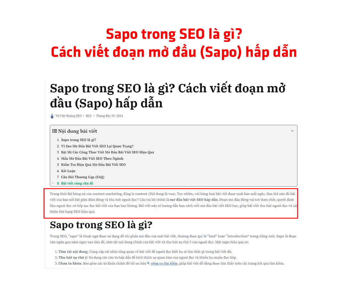 Sapo trong SEO là gì? Cách viết đoạn mở đầu (Sapo) hấp dẫn