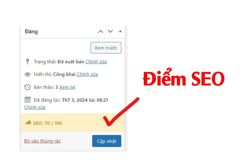Điểm SEO trên Rank Math SEO