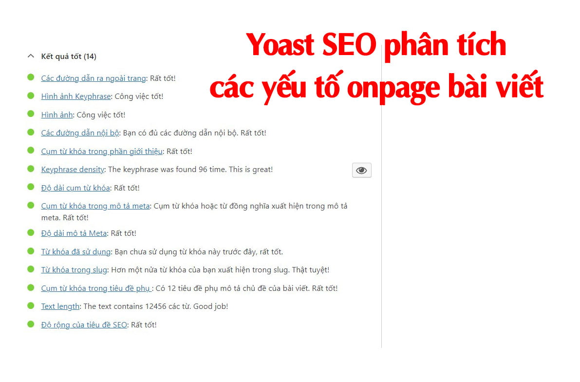 Yoast SEO chẩn đoán, phân tích onpage bài viết