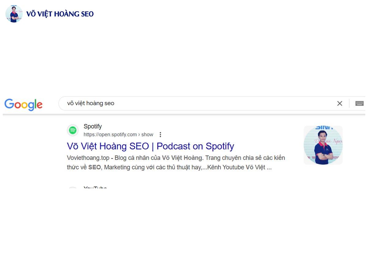 Kênh Podcast Võ Việt Hoàng SEO ranking Top 1 - 10 theo brand